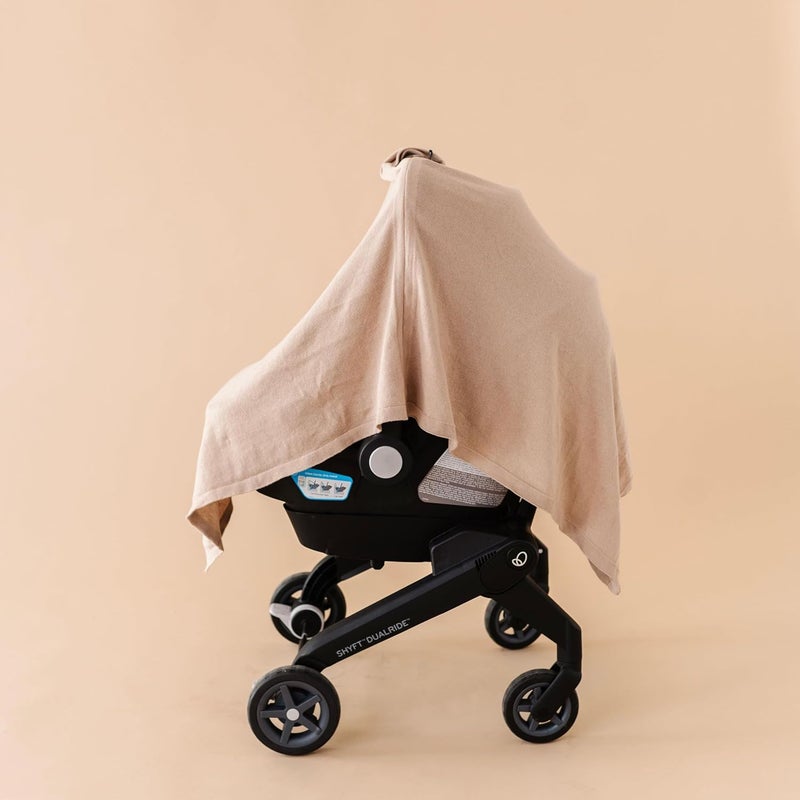 MakeMake Organics Knit Breathable Nursing Cover Up for Breastfeeding - Soft GOTS Certified Organic Cotton Breastfeeding Cover Up for Women - Privacy Feature, Sand - Image 5